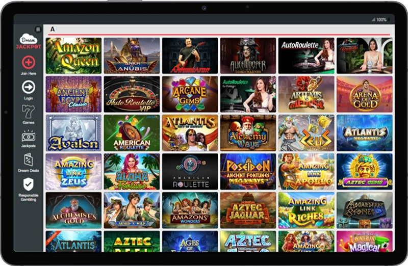 Dreamjackpot app navigate section