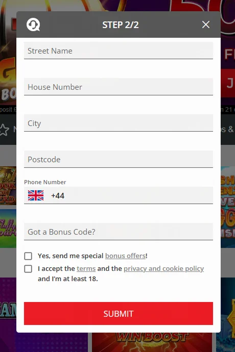 DreamJackpot Registration Second Step