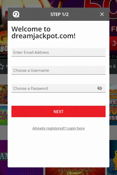 Dream Jackpot Registration First Step