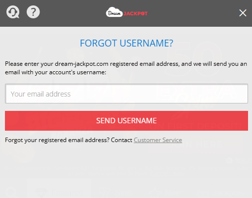 Username Recovery Form at Jackpot Casino Account